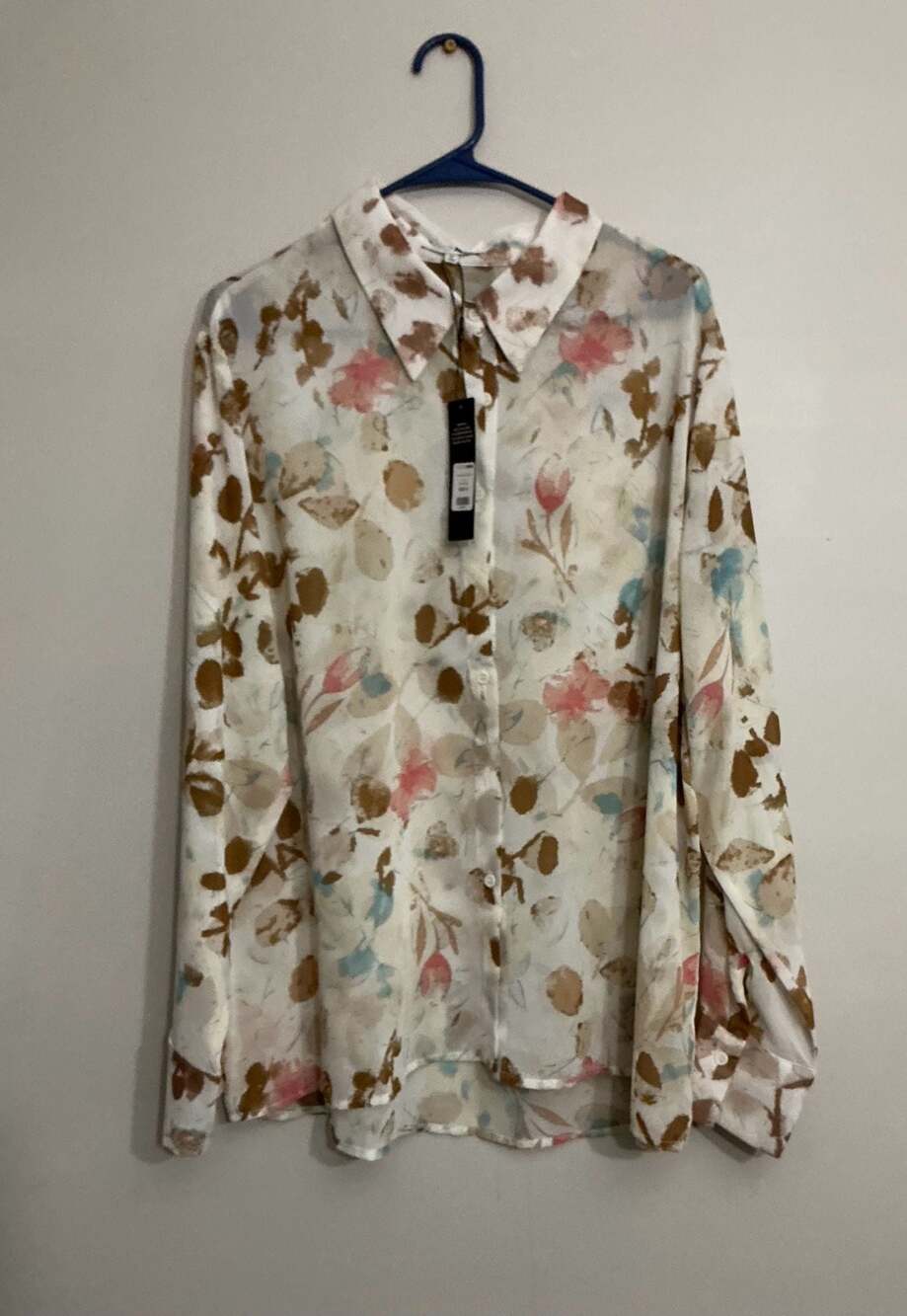 Fashion Nova Nature Made Long Sleeve Button Down Shirt Floral Print Size 1X
